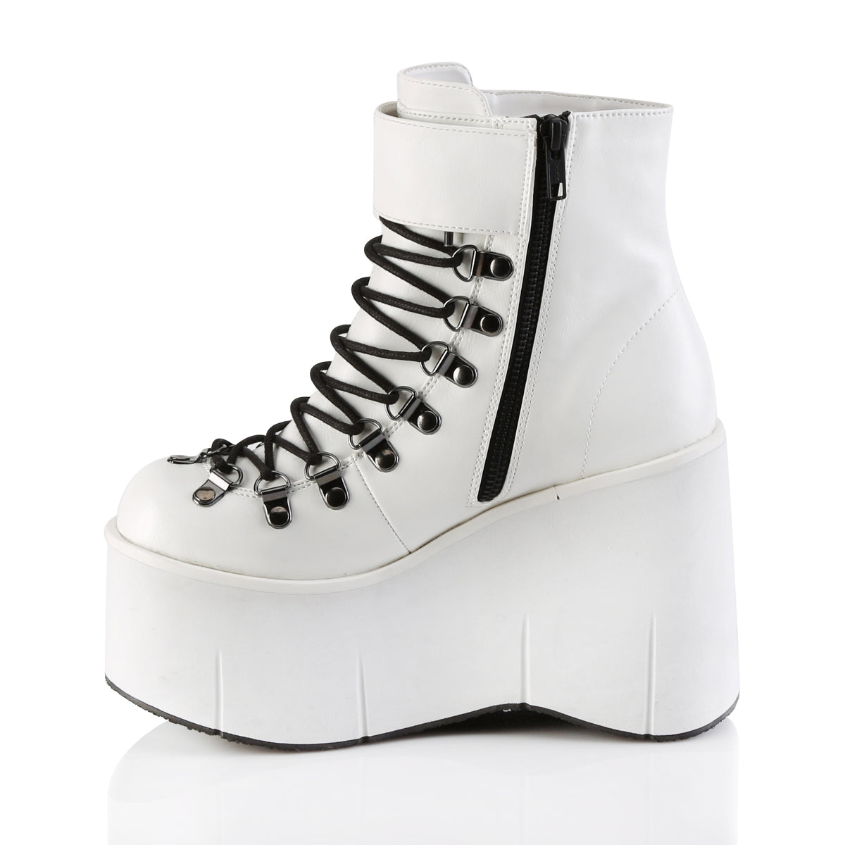 KERA-21 Demonia White Vegan Leather Women's Ankle Boots (Alternative Footwear)