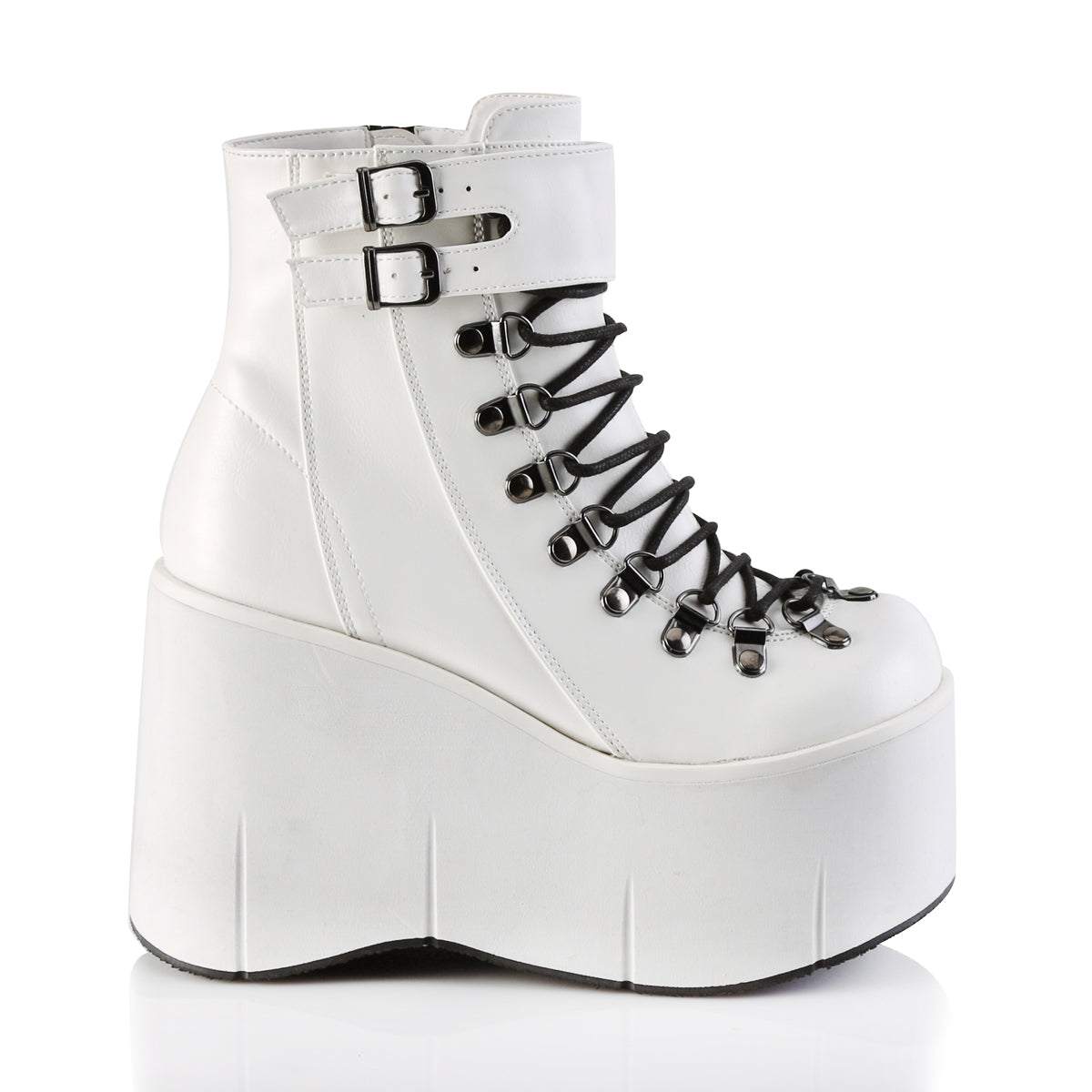 KERA-21 Demonia White Vegan Leather Women's Ankle Boots (Alternative Footwear)