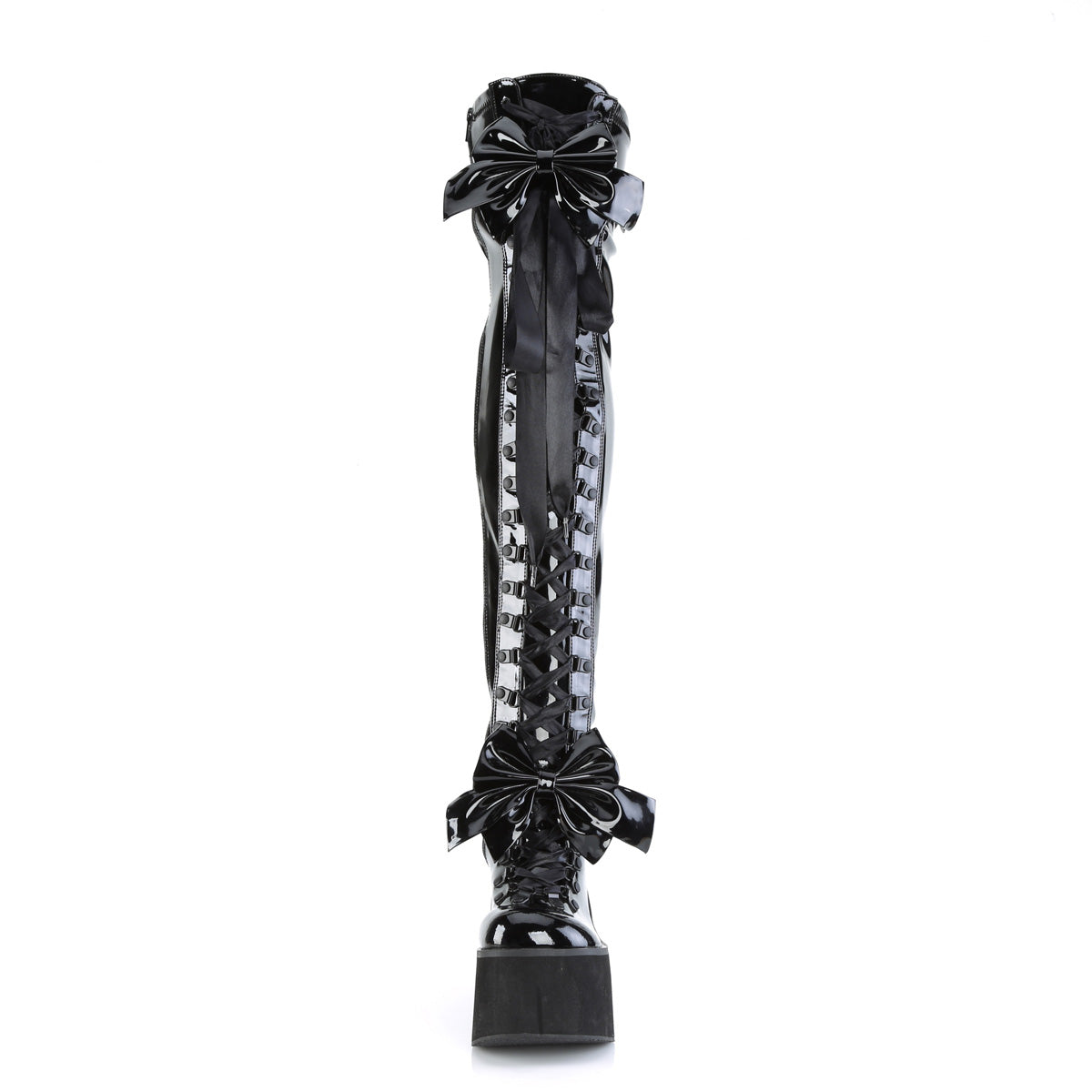 KERA-303 Demonia Black Stretch Patentent Women's Over-the-Knee Boots (Sexy Shoes)