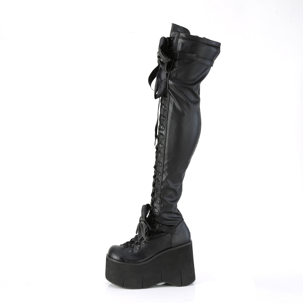 KERA-303 Demonia Black Stretch Vegan Leather Women's Over-the-Knee Boots (Sexy Shoes)