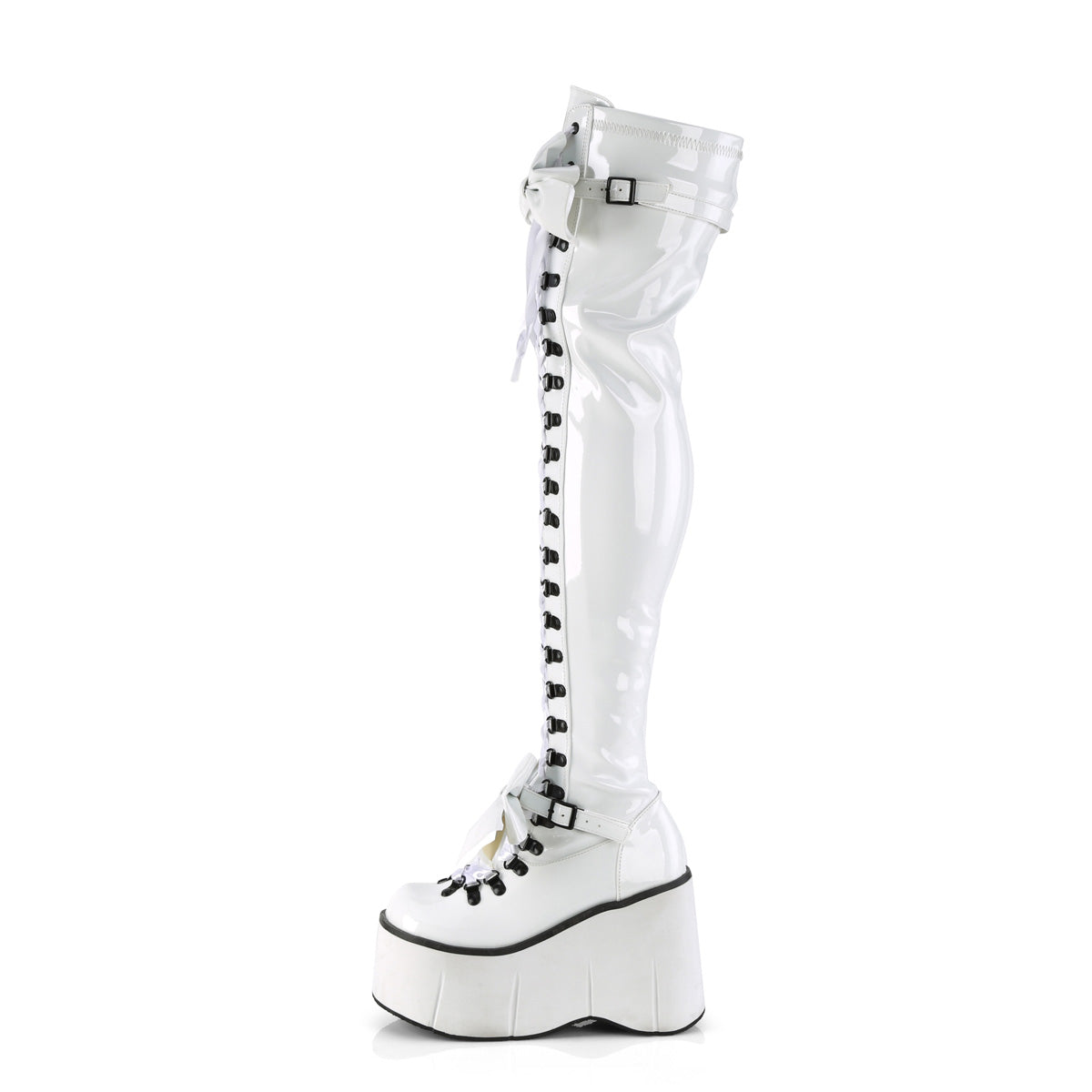 KERA-303 Demonia White Stretch Patentent Women's Over-the-Knee Boots (Sexy Shoes)