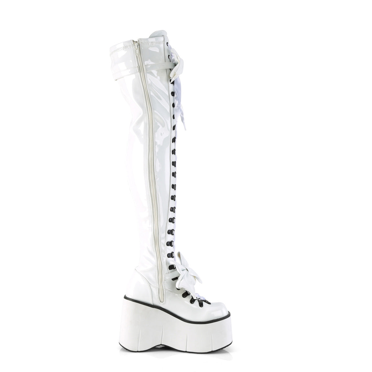 KERA-303 Demonia White Stretch Patentent Women's Over-the-Knee Boots (Sexy Shoes)