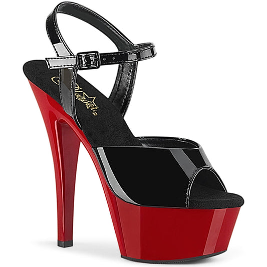 KISS-209 Strippers Heels Pleaser Platforms (Exotic Dancing) Blk Pat/Red