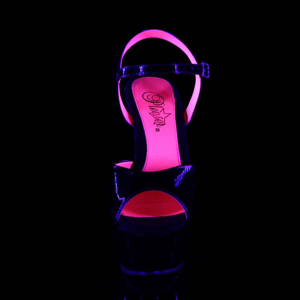 KISS-209TT Pleaser Black Patent-Neon H Pink Platform Shoes (Sexy Shoes)