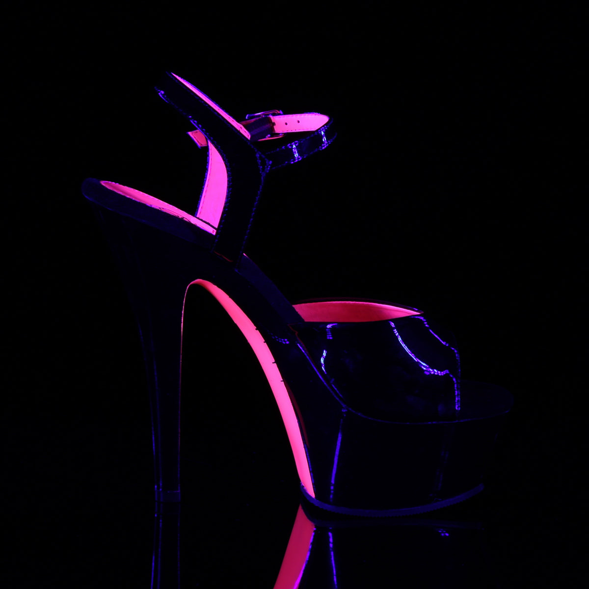 KISS-209TT Pleaser Black Patent-Neon H Pink Platform Shoes (Sexy Shoes)