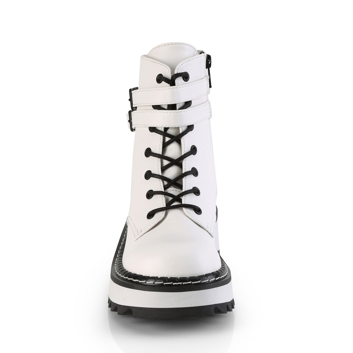 LILITH-152 Demonia White Vegan Leather Women's Ankle Boots (Alternative Footwear)