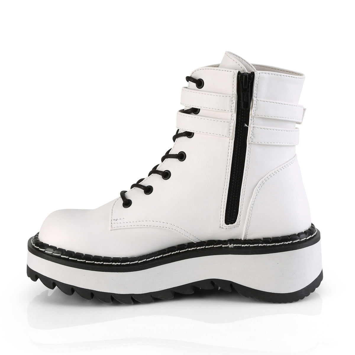 LILITH-152 Demonia White Vegan Leather Women's Ankle Boots (Alternative Footwear)