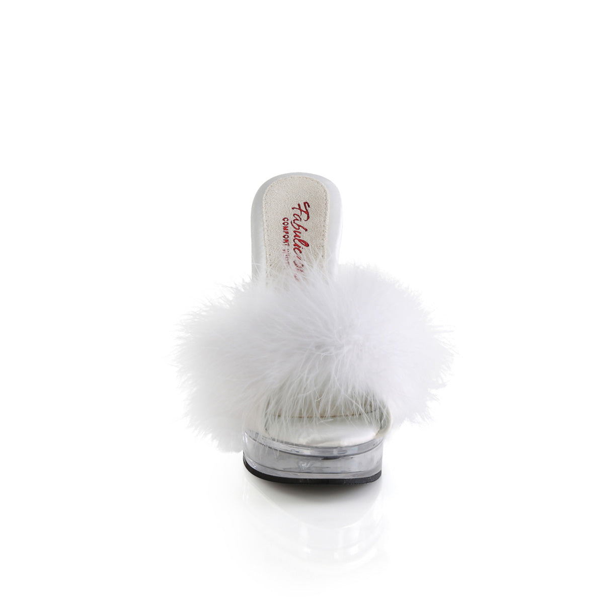 MAJESTY-501F-8 Fabulicious White Faux Leather-Fur/Clear Shoes (Sexy Shoes)