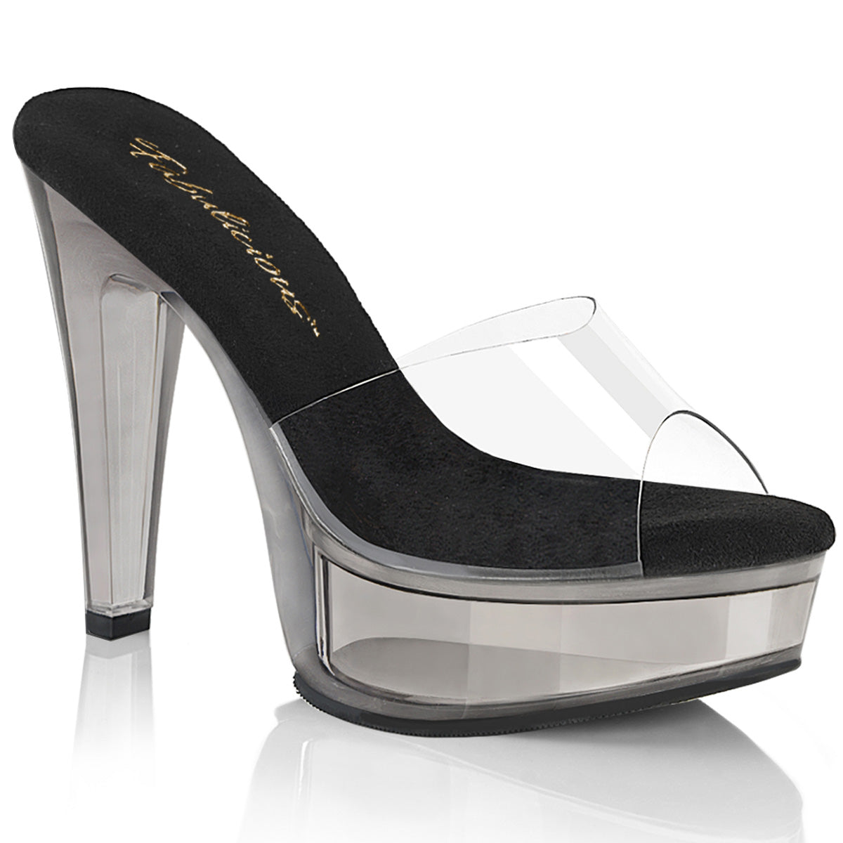 MARTINI-501 Fabulicious Clear-Black/Smoke Tinted Shoes (Sexy Shoes)