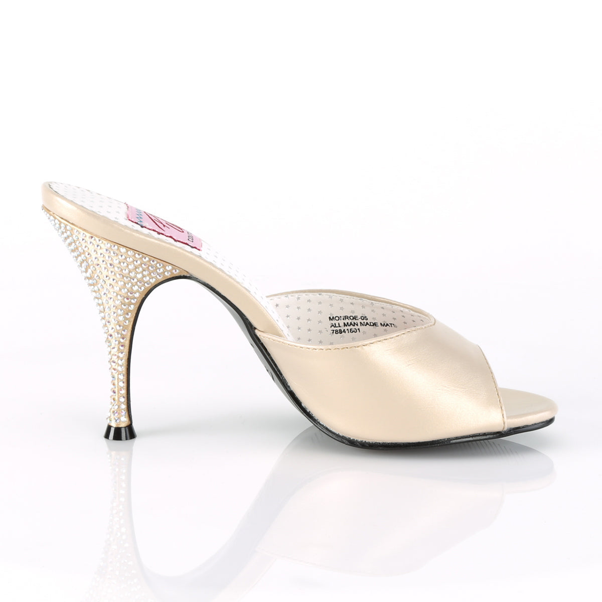 MONROE-05 Pin Up Couture Champagne Faux Leather Single Soles (Retro Glamour Shoes)