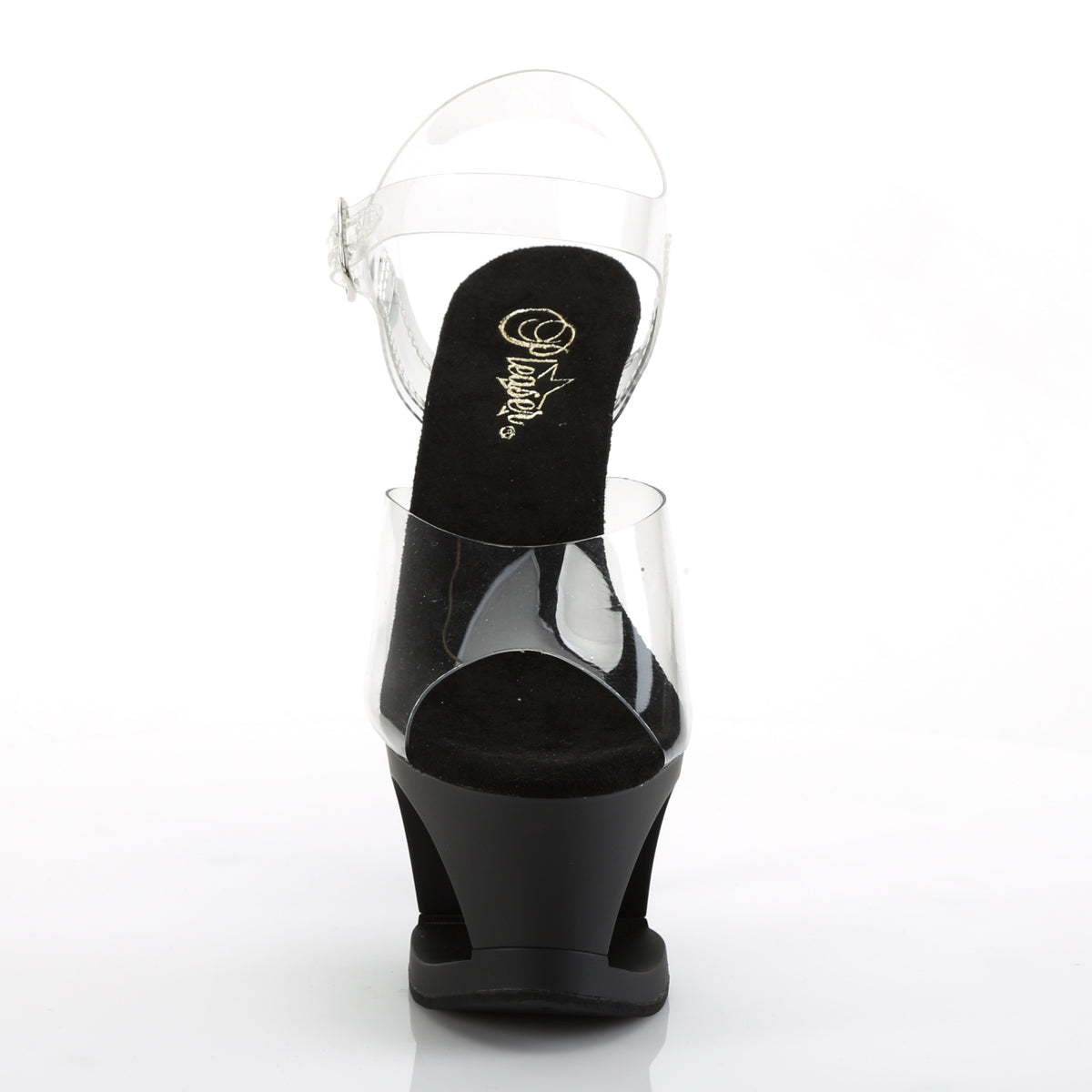 MOON-708SK Pleaser Clear/Black Matte-Pewter Platform Shoes (Sexy Shoes)