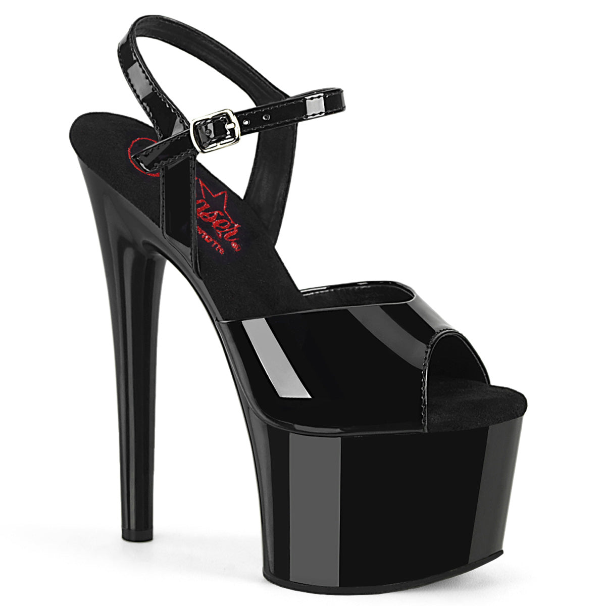 PASSION-709 Strippers Heels Pleaser Platforms (Exotic Dancing) Blk Pat/Blk