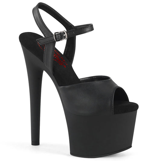 PASSION-709 Strippers Heels Pleaser Platforms (Exotic Dancing) Blk Faux Le/Blk Matte