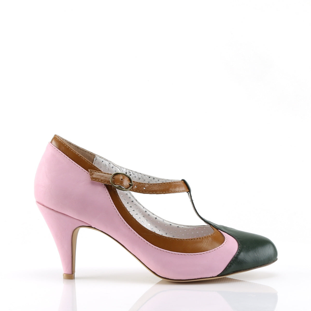 PEACH-03 Pin Up Couture B.Pink Multi Faux Leather Single Soles (Retro Glamour Shoes)