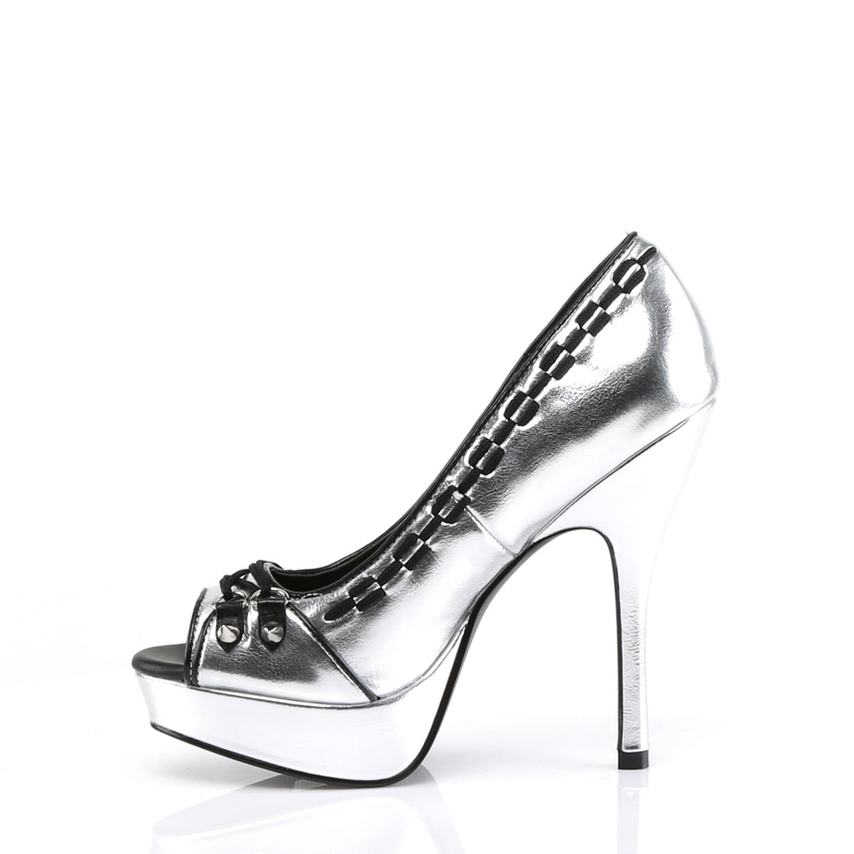 PIXIE-18 Demonia Silver Vegan Leather Women's Heels & Platform Shoes (Alternative Footwear)