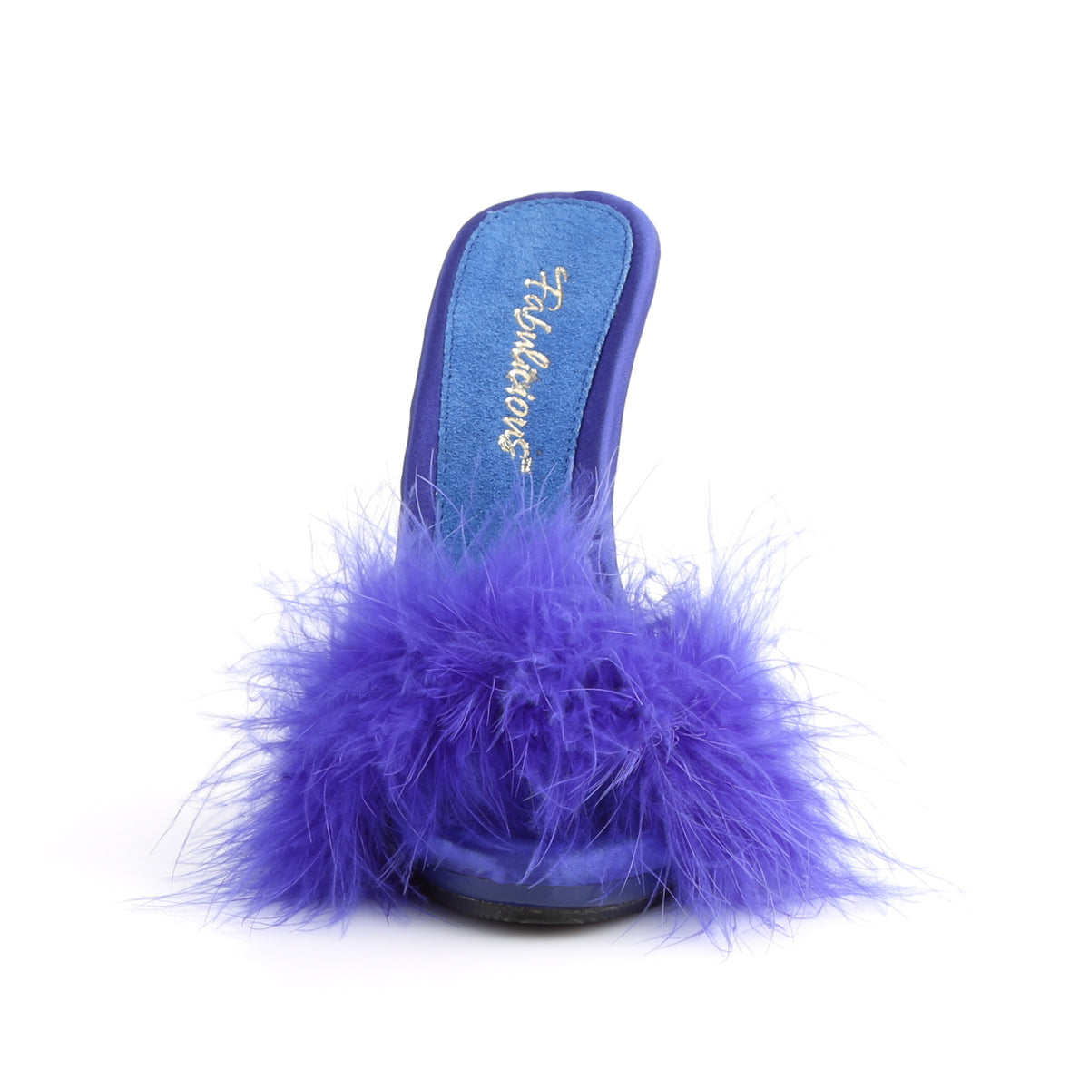 POISE-501F Fabulicious Blue Satin-Marabou Fur/Blue Shoes (Sexy Shoes)