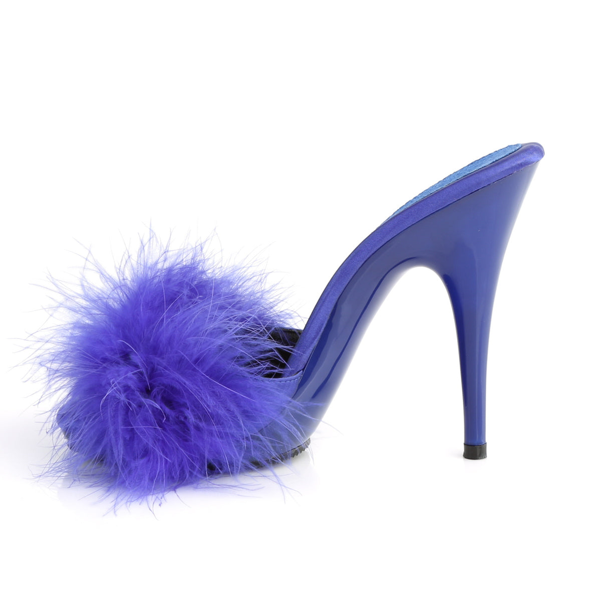 POISE-501F Fabulicious Blue Satin-Marabou Fur/Blue Shoes (Sexy Shoes)