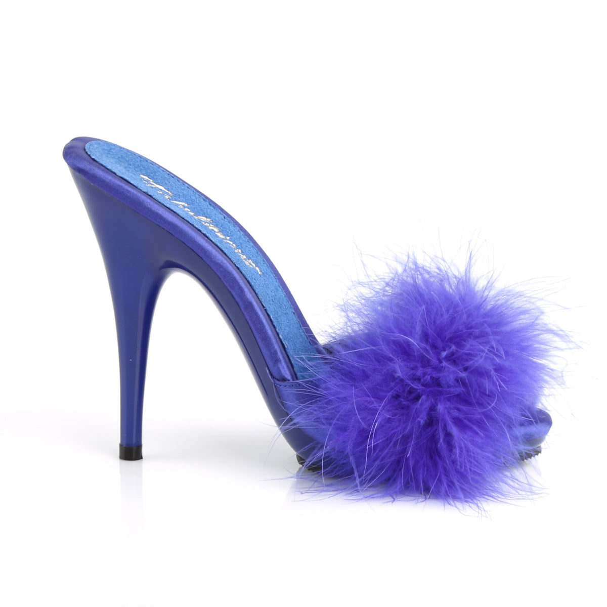 POISE-501F Fabulicious Blue Satin-Marabou Fur/Blue Shoes (Sexy Shoes)