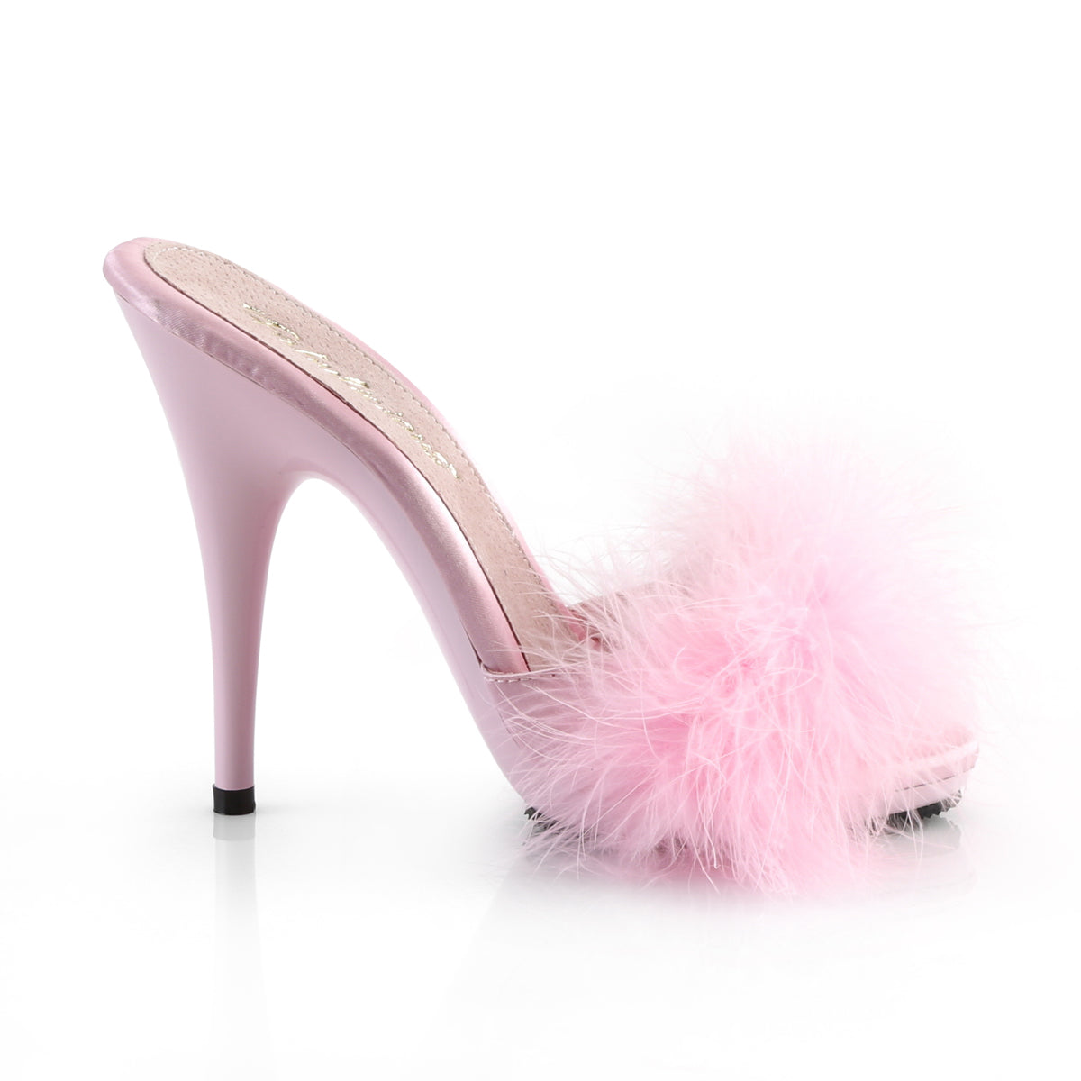 POISE-501F Fabulicious B Pink Satin-Marabou Fur/B Pink Shoes (Sexy Shoes)