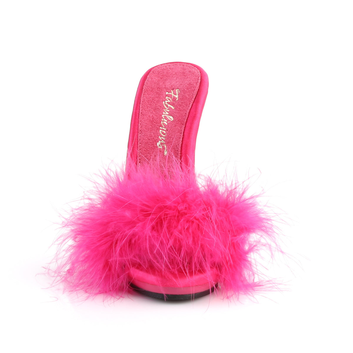 POISE-501F Fabulicious H Pink Satin-Marabou Fur/H Pink Shoes (Sexy Shoes)