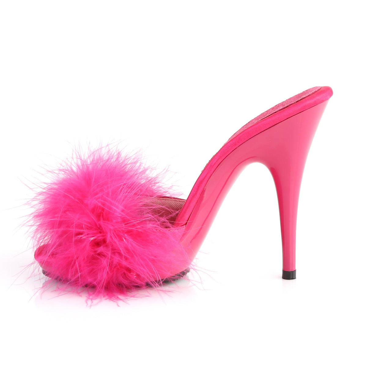 POISE-501F Fabulicious H Pink Satin-Marabou Fur/H Pink Shoes (Sexy Shoes)