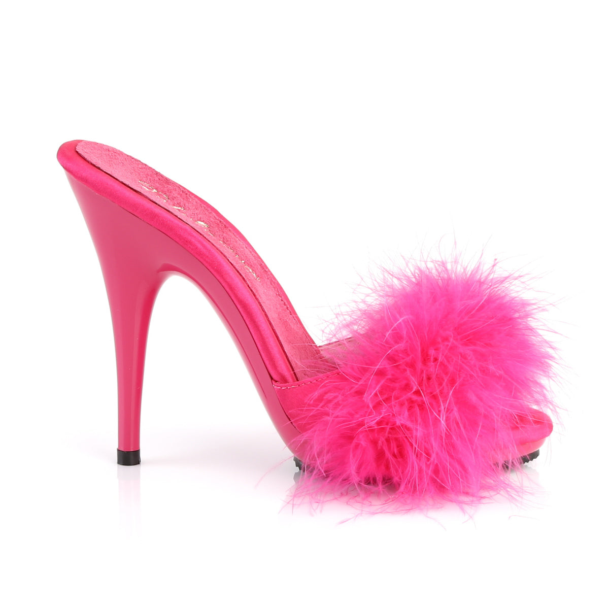 POISE-501F Fabulicious H Pink Satin-Marabou Fur/H Pink Shoes (Sexy Shoes)