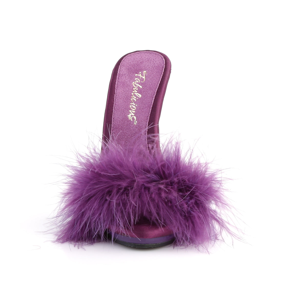 POISE-501F Fabulicious Purple Satin-Marabou Fur/Purple Shoes (Sexy Shoes)