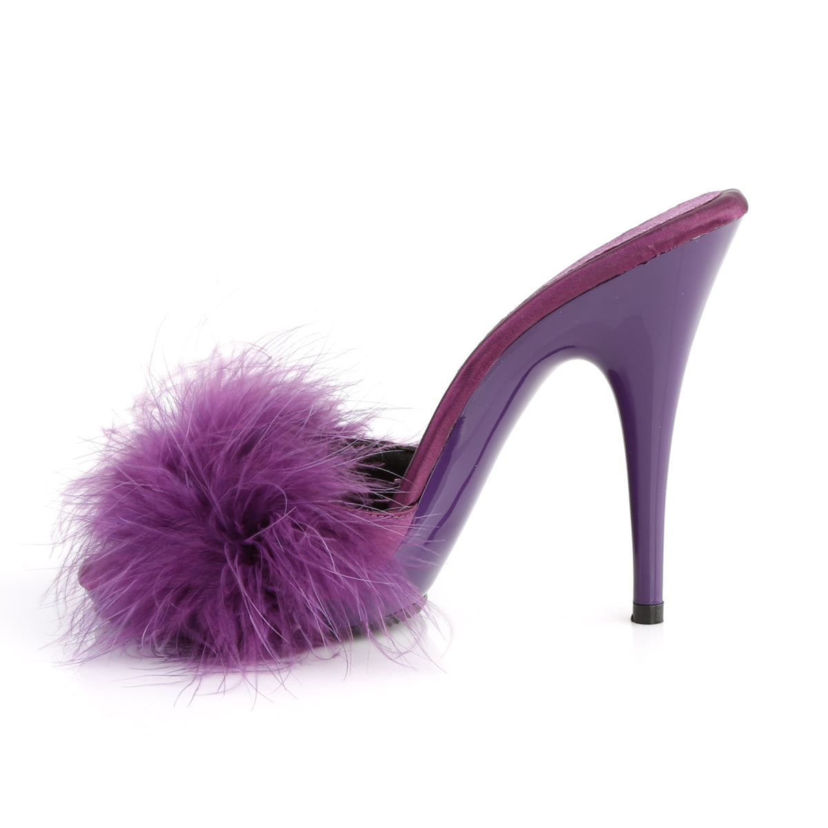 POISE-501F Fabulicious Purple Satin-Marabou Fur/Purple Shoes (Sexy Shoes)