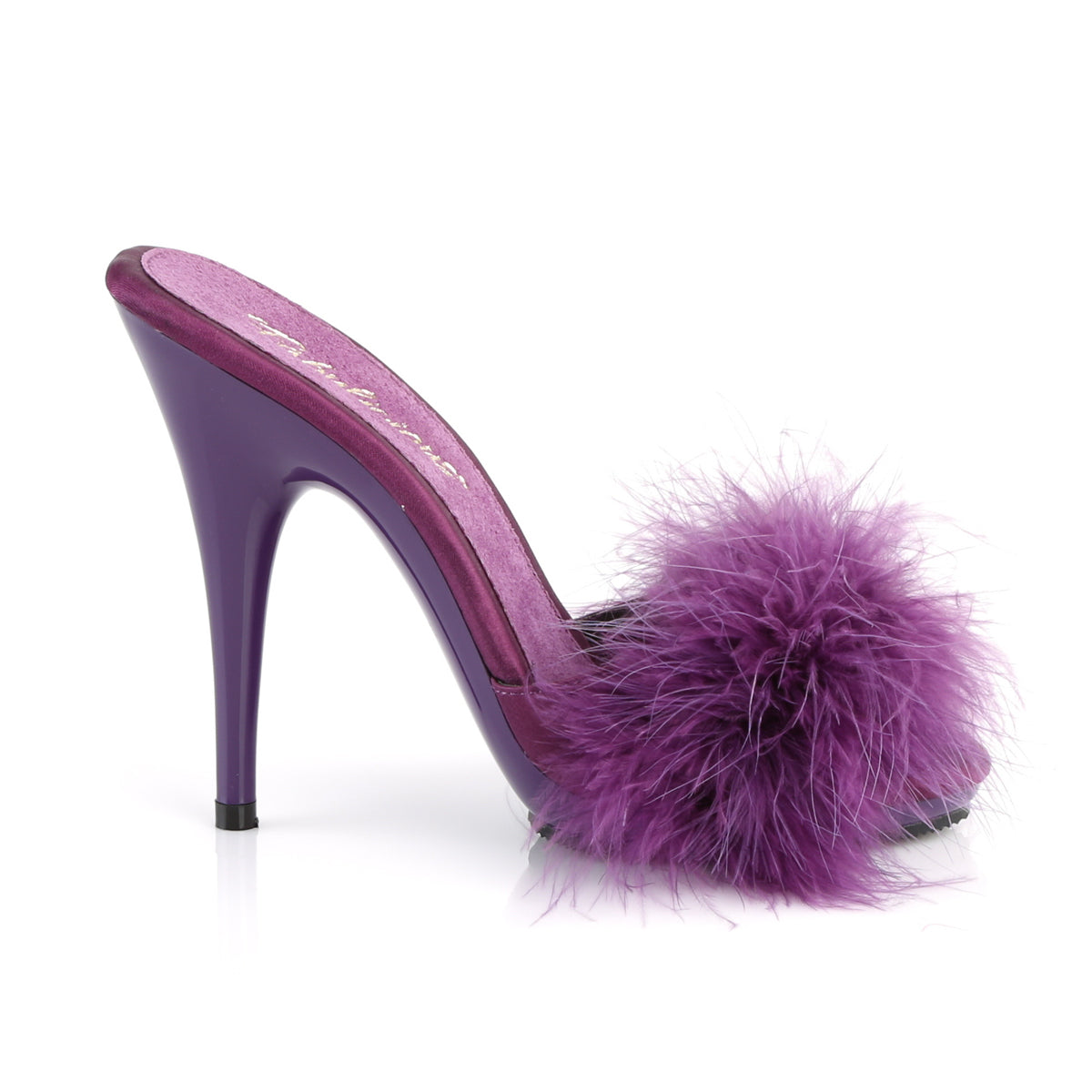 POISE-501F Fabulicious Purple Satin-Marabou Fur/Purple Shoes (Sexy Shoes)