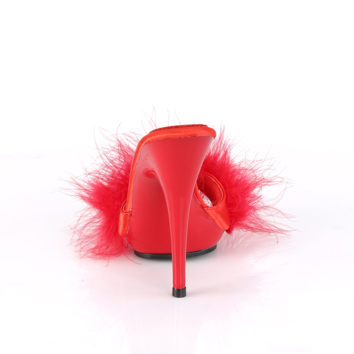 POISE-501F Fabulicious Red Satin-Marabou Fur/Red Shoes (Sexy Shoes)