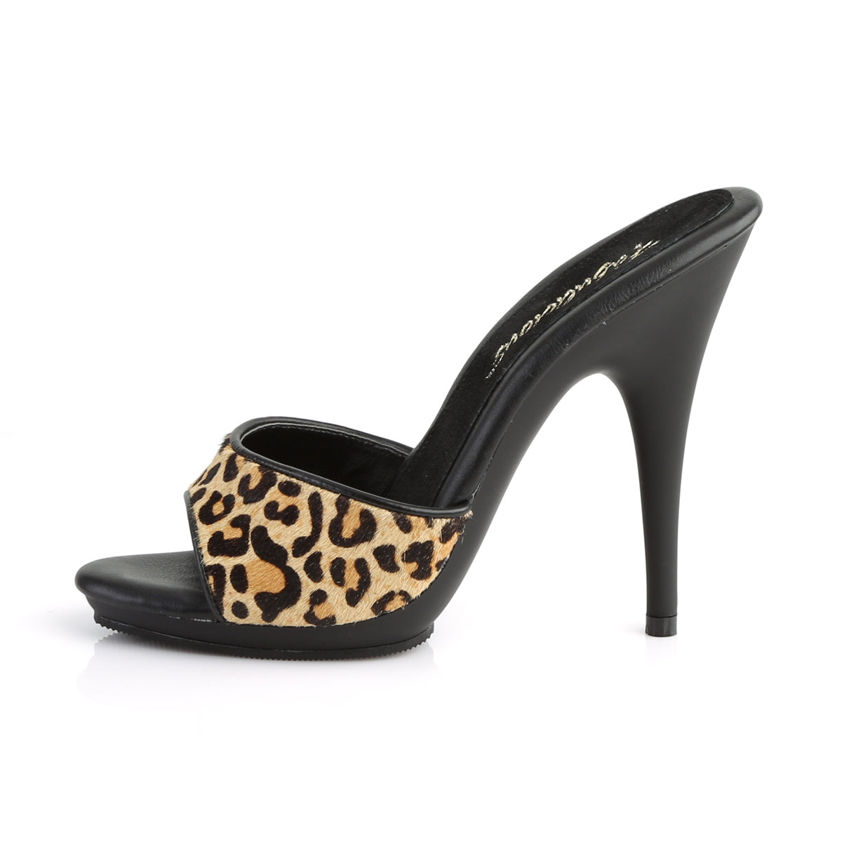 POISE-501FUR Fabulicious Leopard Print Fur/Black Matte Shoes (Sexy Shoes)