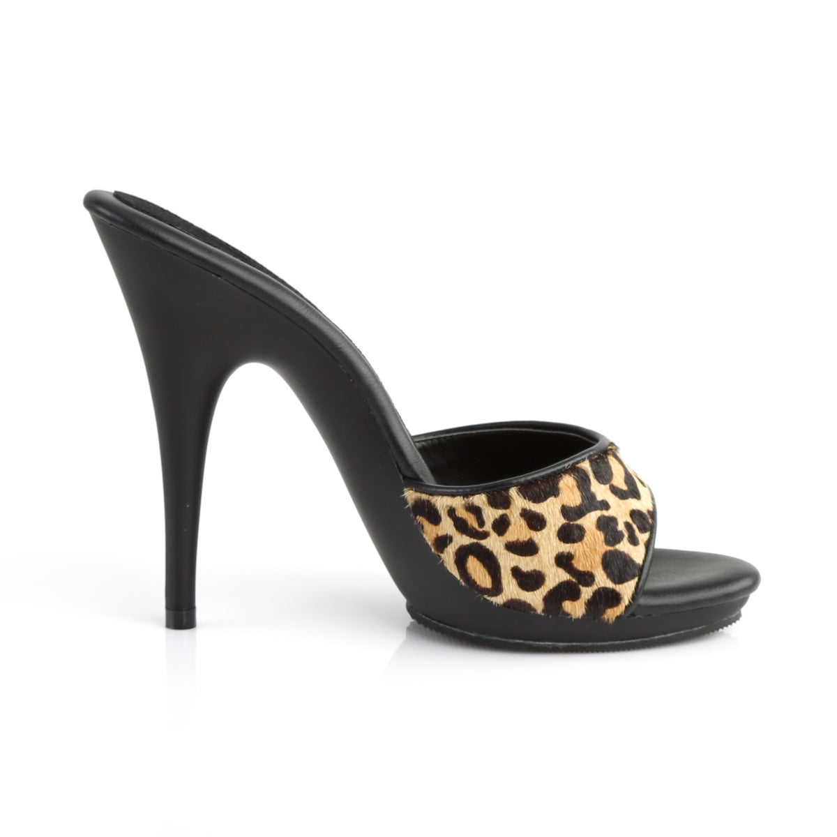 POISE-501FUR Fabulicious Leopard Print Fur/Black Matte Shoes (Sexy Shoes)