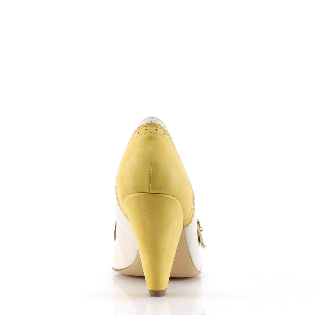 POPPY-18 Pin Up Couture Yellow-Cream Faux Leather Single Soles (Retro Glamour Shoes)