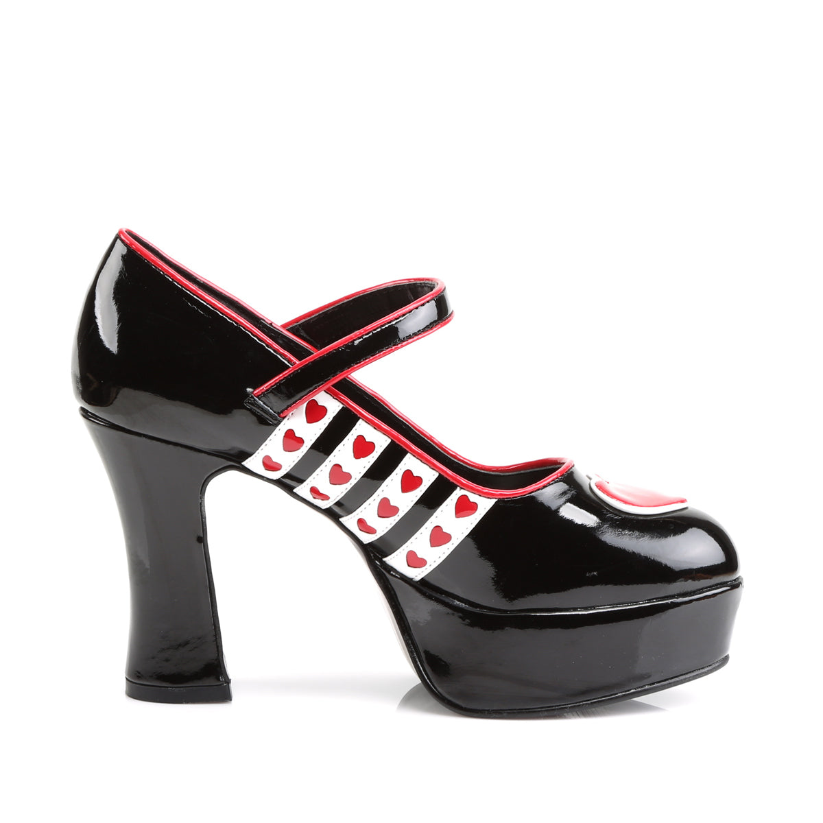 QUEEN-55 Funtasma Black-White-Red Patent Women's Shoes (Fancy Dress Costume Shoes)