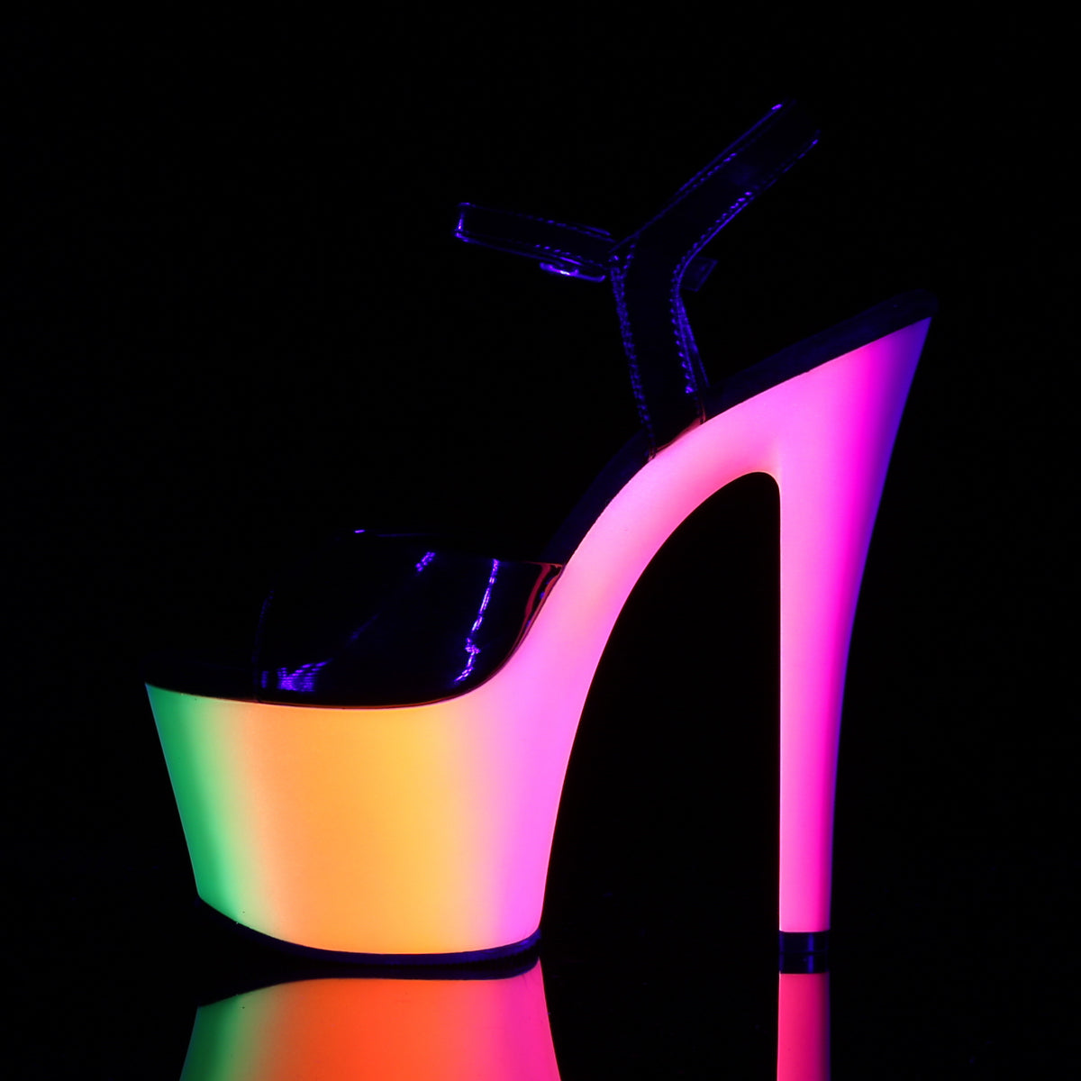 RAINBOW-309UV Pleaser Black Patent/Neon Multi Platform Shoes (Sexy Shoes)