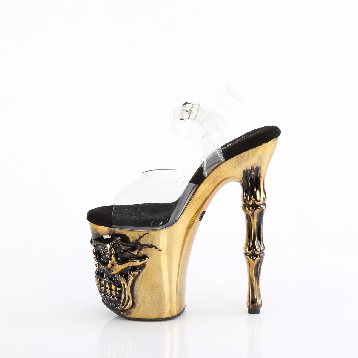 RAPTURE-808-LT Pleaser Clear/Satin Brass Chrome Platform Shoes (Sexy Shoes)