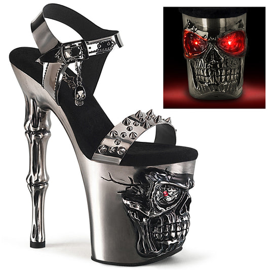 RAPTURE-812-LT Strippers Heels Pleaser Platforms (Exotic Dancing) Pewter TPU/Satin Pewter Chrome