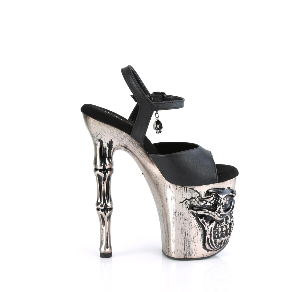 RAPTURE-809-LT Pleaser Black Faux Leather/Satin Pewter Chrome Platform Shoes (Sexy Shoes)