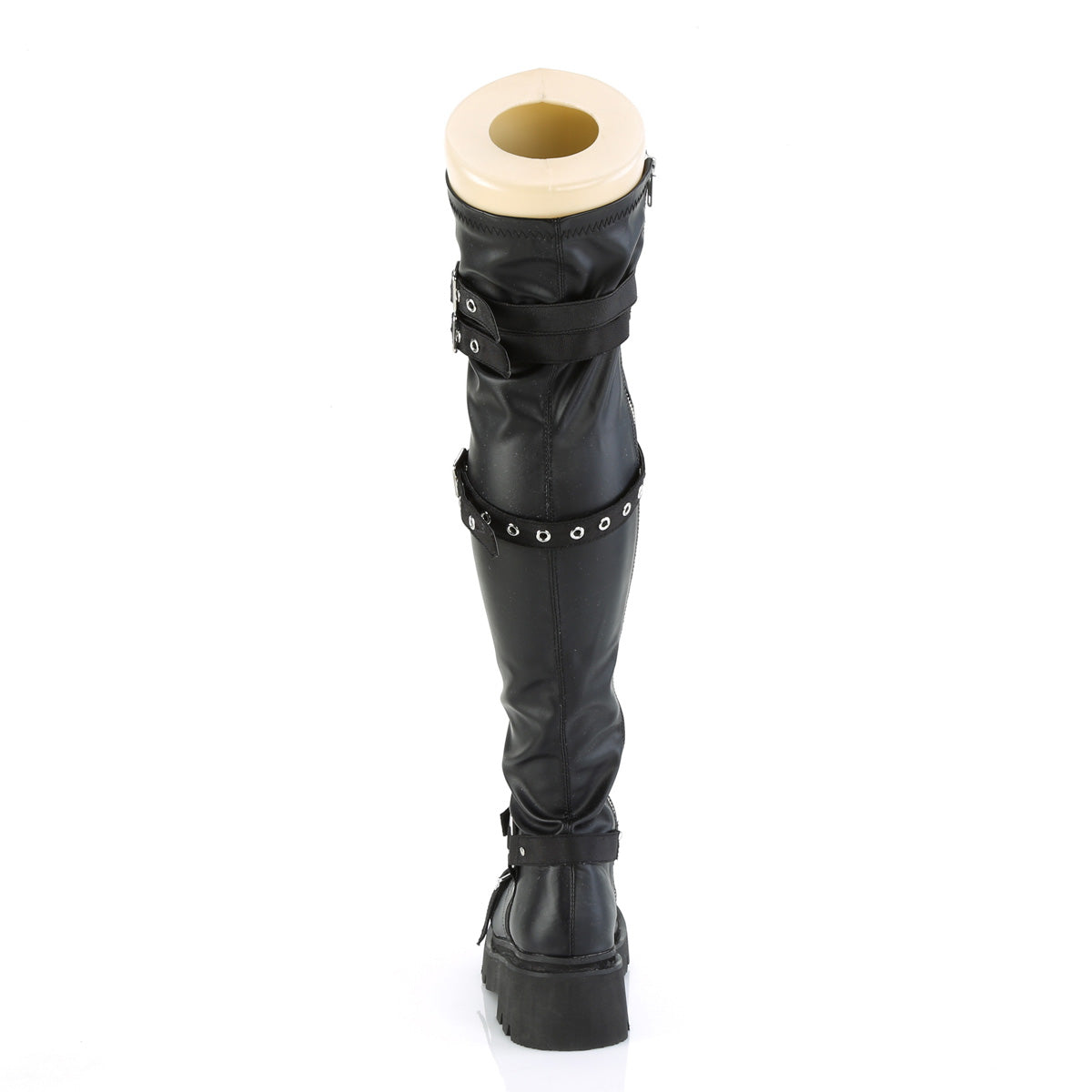 RENEGADE-320 Demonia Black Stretch Vegan Leather Women's Over-the-Knee Boots (Sexy Shoes)