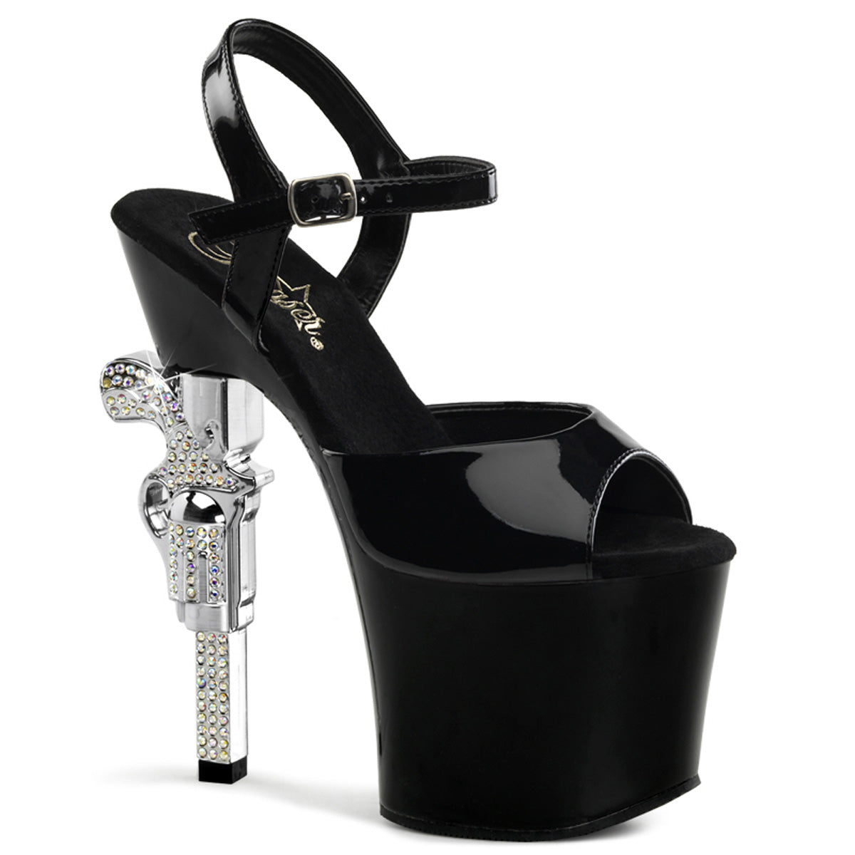 REVOLVER-709 Strippers Heels Pleaser Platforms (Exotic Dancing) Blk/Blk