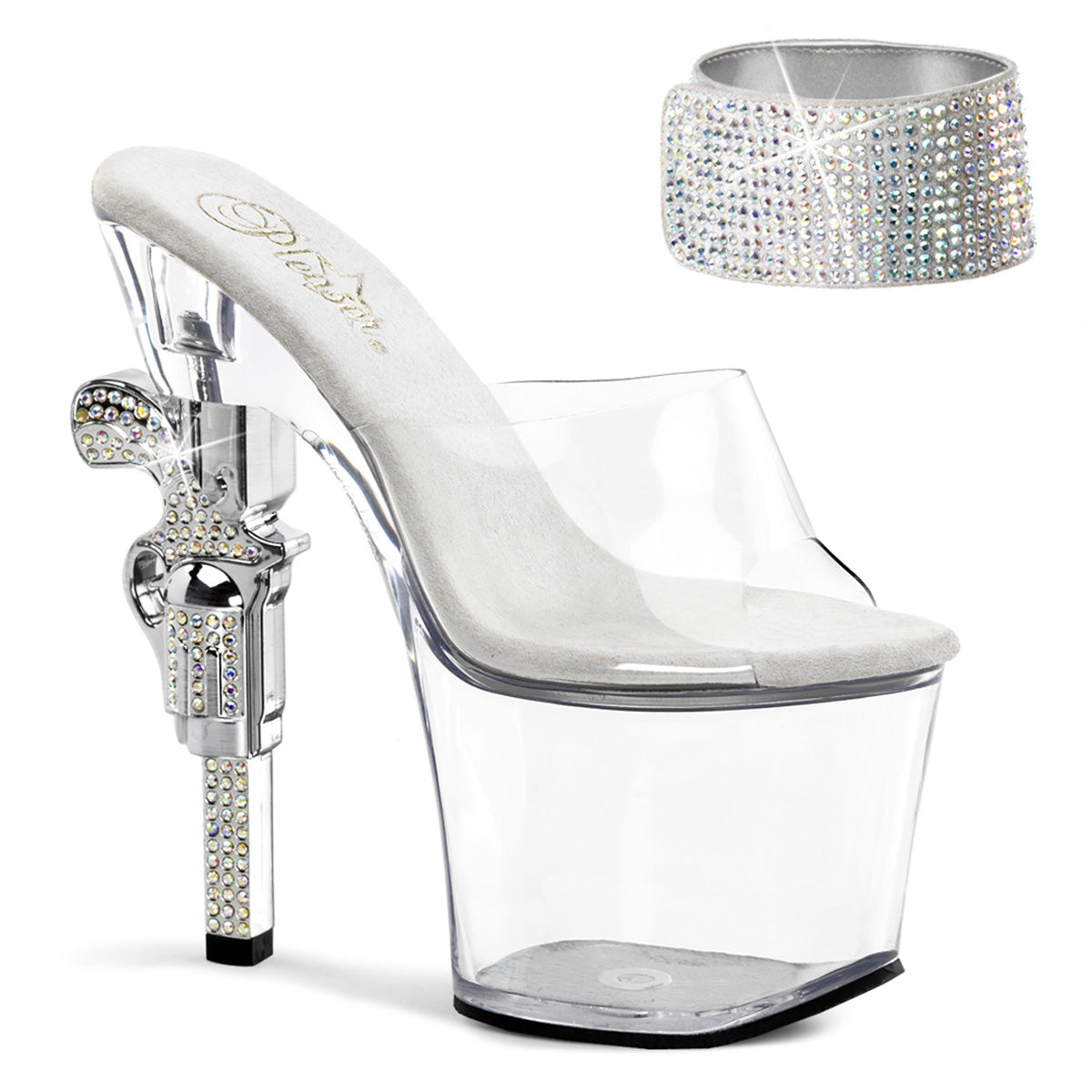 REVOLVER-712 Strippers Heels Pleaser Platforms (Exotic Dancing) Clr/Clr