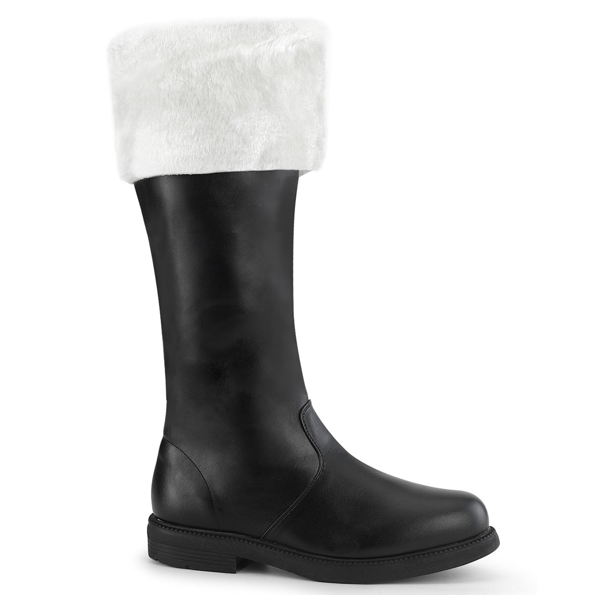 SANTA-108 Fancy Dress Costume Funtasma Men's Boots Blk Pu-Wht Faux Fur