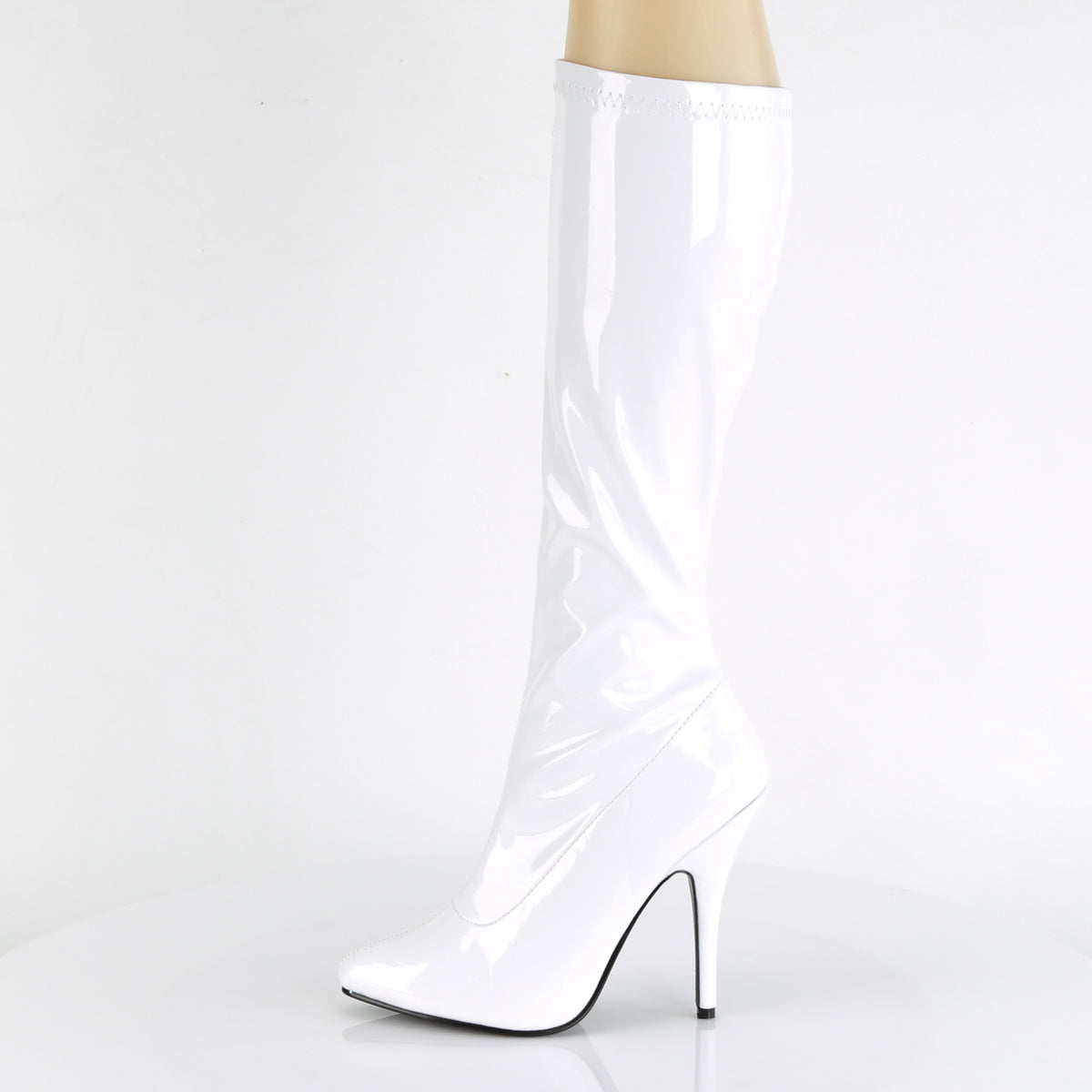 SEDUCE-2000 Pleaser White Stretch Patent Single Sole Shoes (Sexy Shoes)