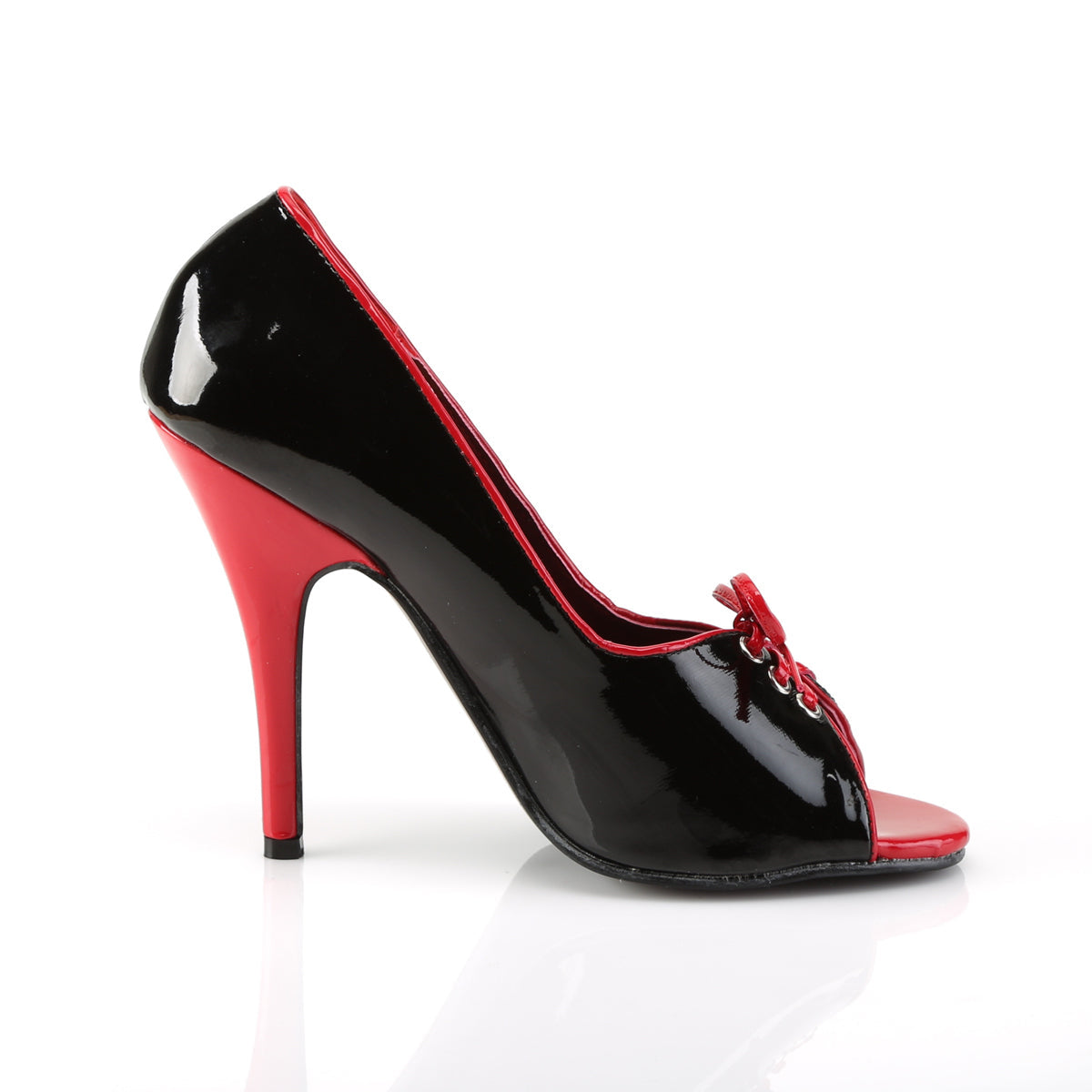 SEDUCE-216 Pleaser Black-Red Patent Single Sole Shoes (Sexy Shoes)