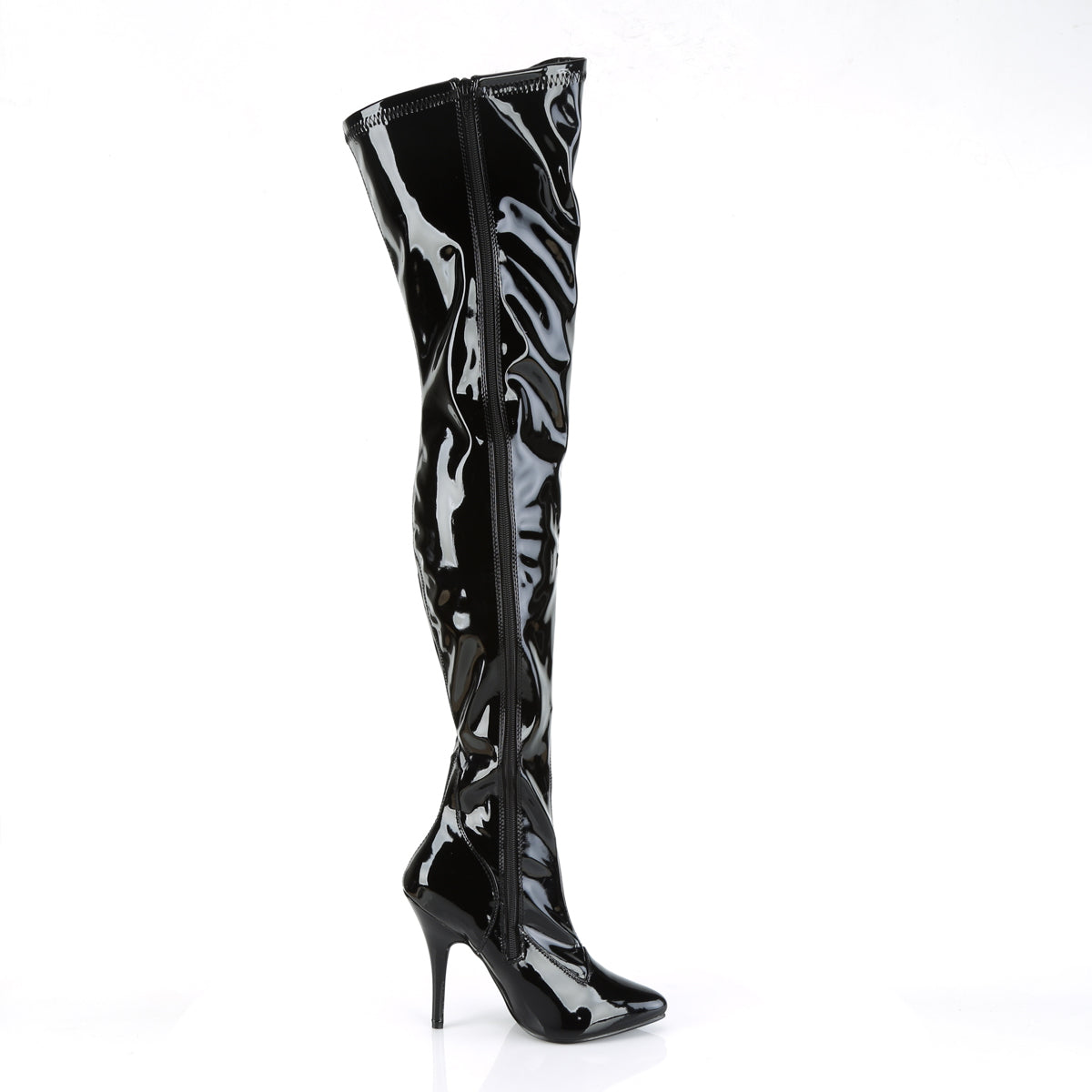 SEDUCE-3000 Pleaser Black Stretch Patent Single Sole Shoes (Sexy Shoes)