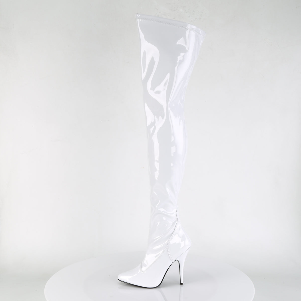 SEDUCE-3000 Pleaser White Stretch Patent Single Sole Shoes (Sexy Shoes)