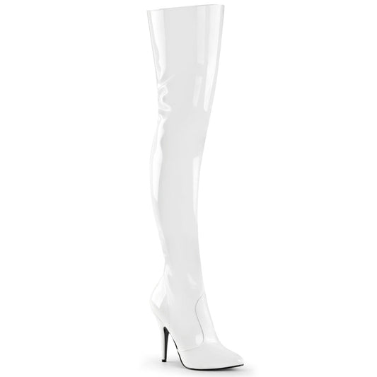 SEDUCE-3010 Strippers Heels Pleaser Single Soles Wht Pat