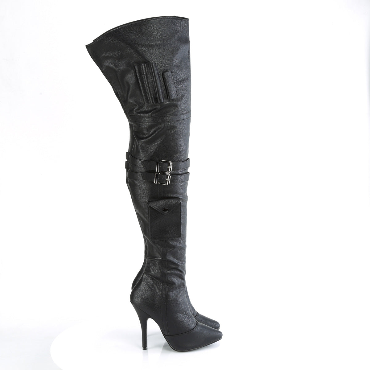 SEDUCE-3019 Pleaser Black Faux Leather Single Sole Shoes (Sexy Thigh High Boots)