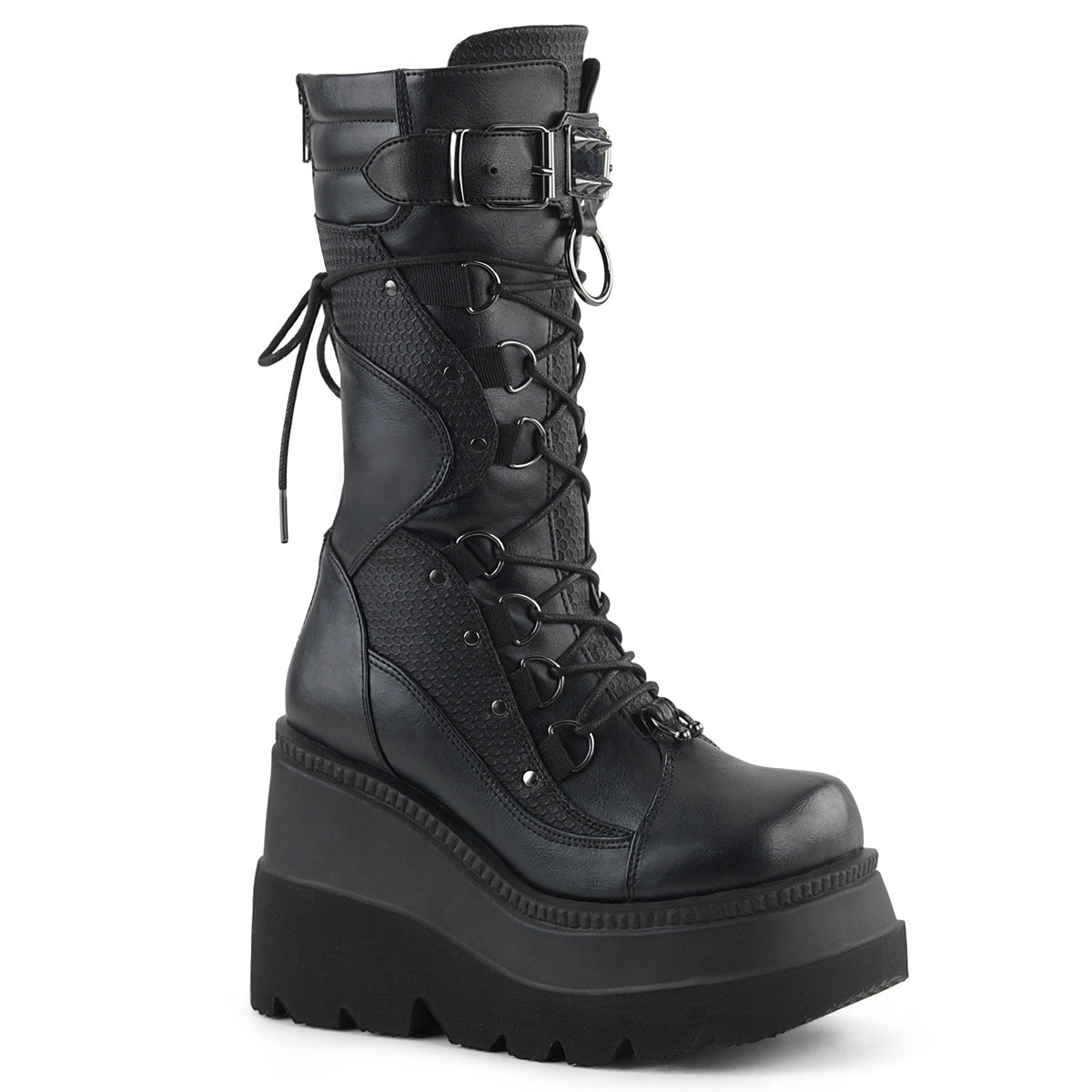 SHAKER-70 Alternative Footwear Demonia Women's Mid-Calf & Knee High Boots Blk Vegan Leather