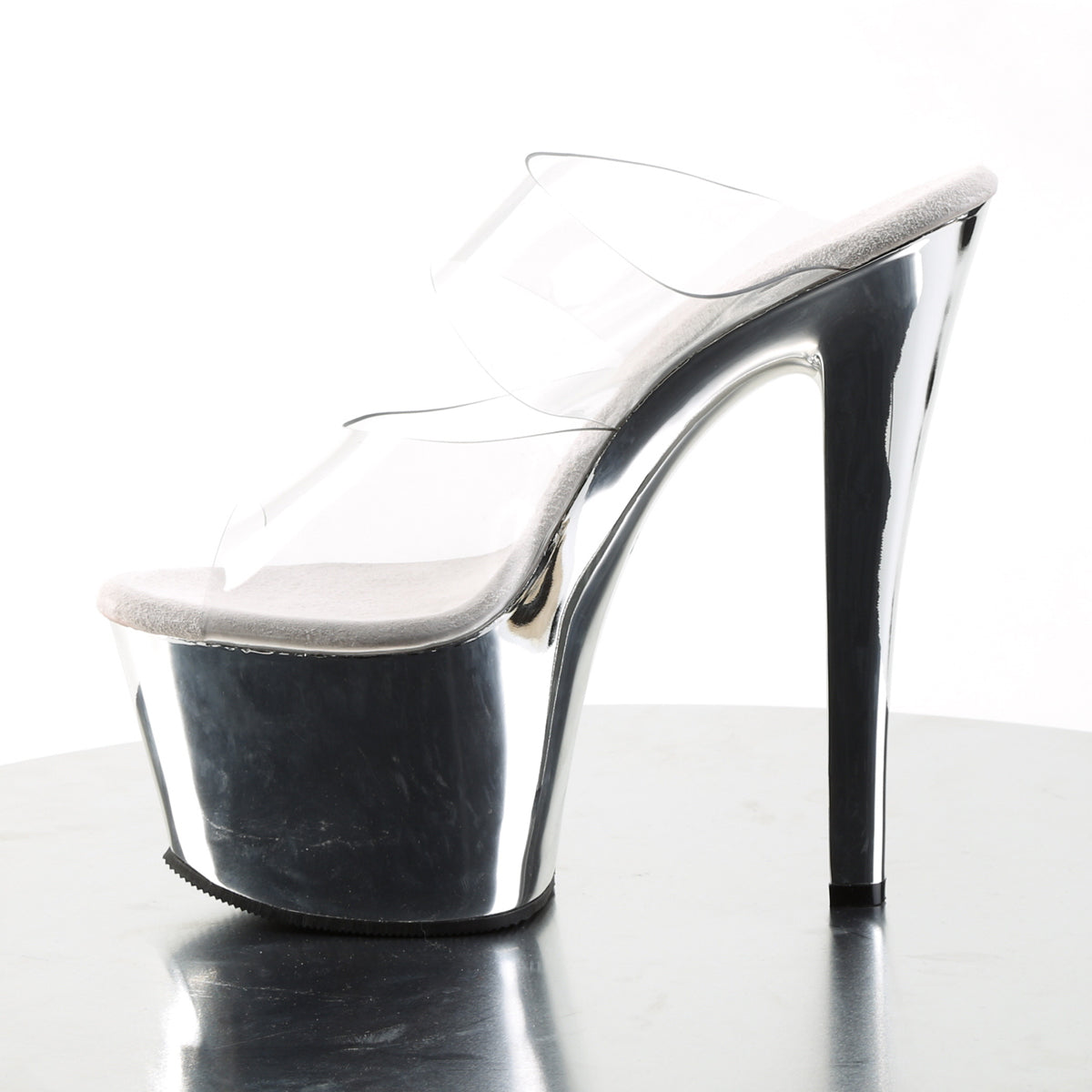 SKY-302 Pleaser Clear/Silver Chrome Platform Shoes (Sexy Shoes)